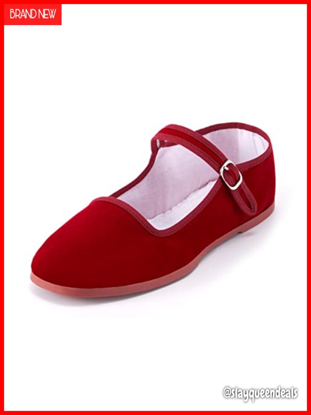Women's Mary Jane Flats Cotton Buckle Ankle Strap Square Toe Casual